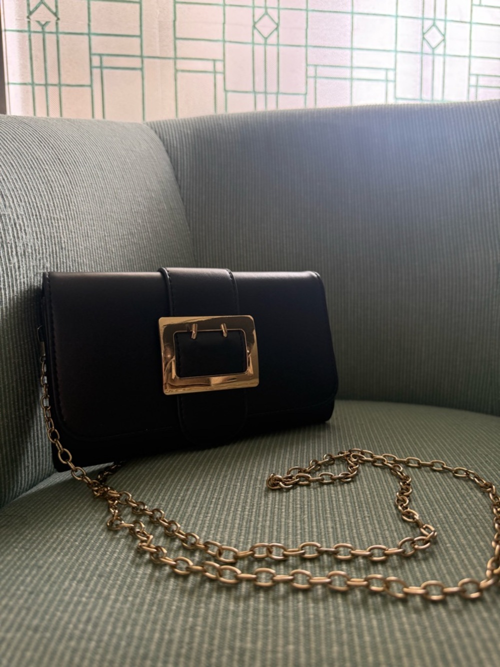 Black Mini Clutch Crossbody Gold Chain Strap Evening Bag Minimalist Purse